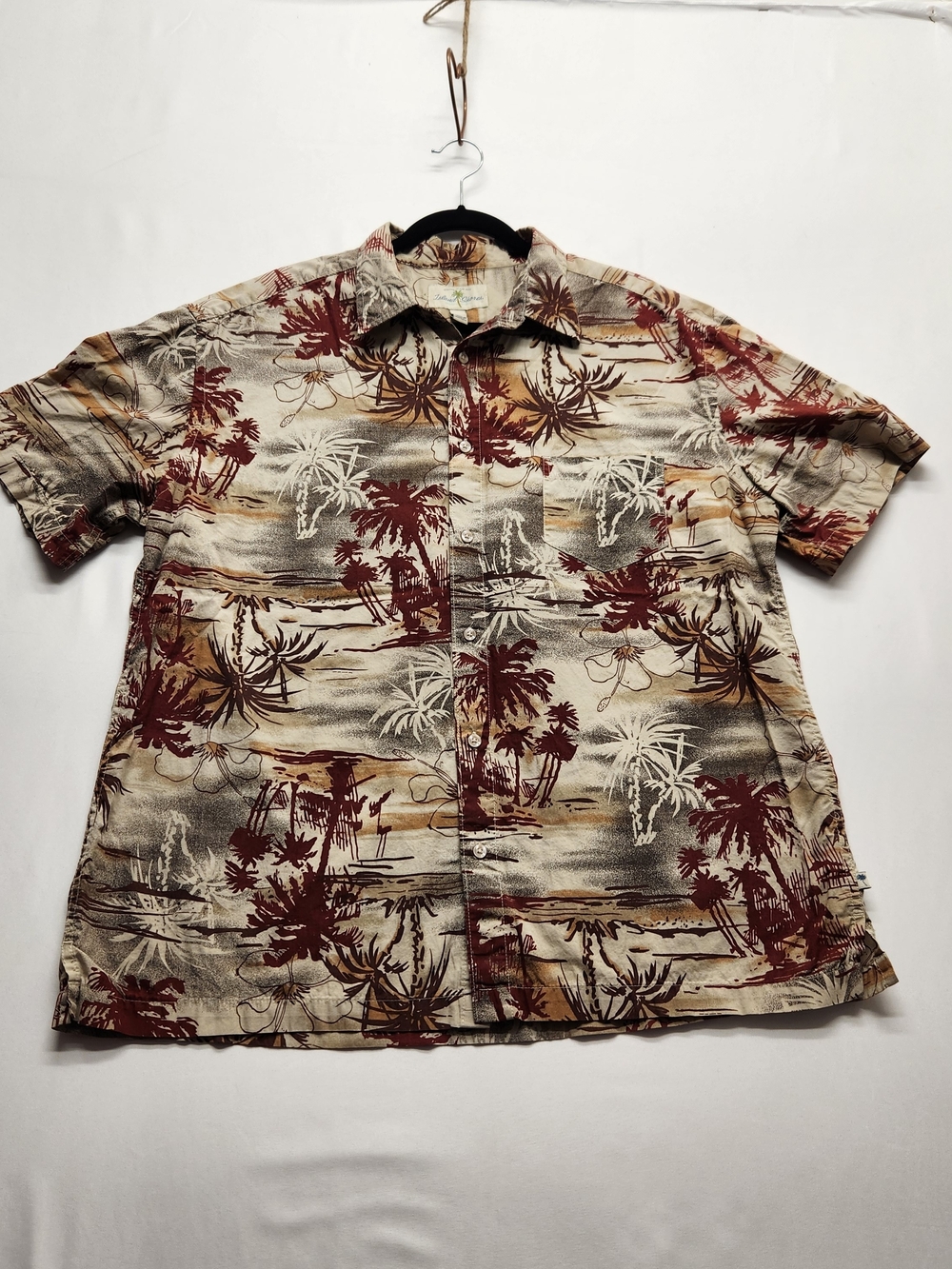 ⭐️Vintage Island Shores Hawaiian Shirt XL Mens Tropical Palm Tree 100% Cotton
